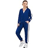 Zaclotre Girls 2 Piece Outfits Sweatsuit Zip Up Hoodie Sweatshirt and Sweatpant Tracksuit Athletic Jogger Sets