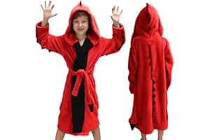 lontakids Kids Boys Animal Plush Bathrobe Dinosaur Monster Hooded Fleece Sleep Robe 3-8 Years