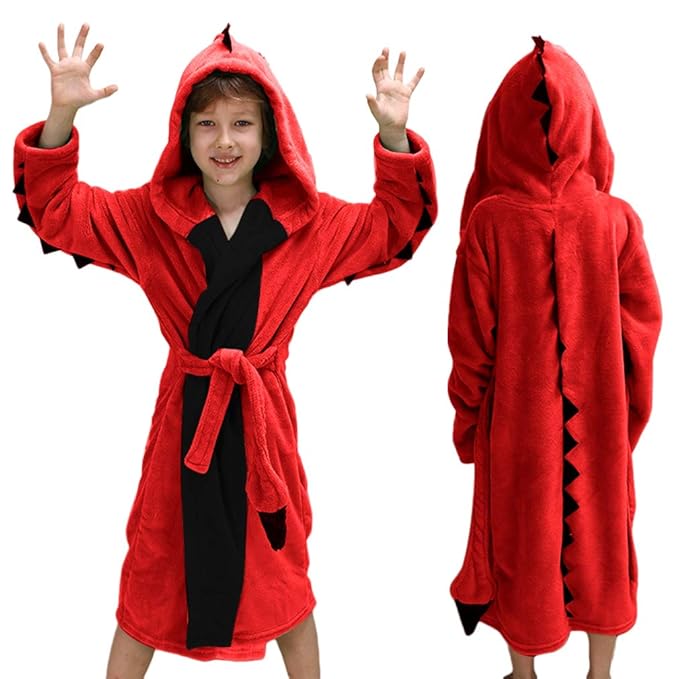 Kids Robes Boys Dinosaur Bothrobe Hooded Flannel Sleep Robe Soft Animal