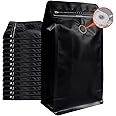 Coffee Bags with Valve (50 PCS,16oz/1lb) Black High Barrier Aluminum Foil Flat Bottom Standing Coffee Beans Storage Packaging Bags, Reusable Heat Seal Side Zipper Pouches for Small Business and Home