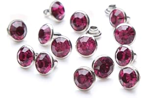 DAS GARDEN 100 Sets Cz Colorful Crystal Rivets Silver Color Spots Studs Double Cap for DIY Leather-Craft (Hot Pink, 8MM)