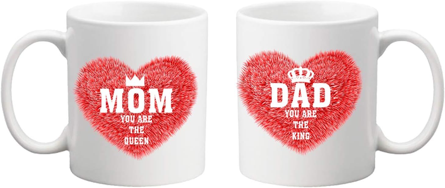 ZOKASA Ceramic Couple Coffee Mug - 2 Pieces, Multicolour, 300 ml