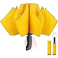 Chakipee Travel Inverted Umbrella Compact Windproof- Automatic reverse Umbrellas for Rain - Folding Portable 48inch Span, 10 Ribs Large Umbrella