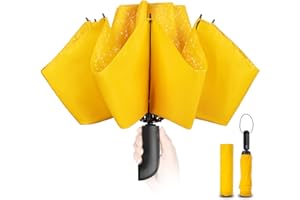 Chakipee Travel Inverted Umbrella Compact Windproof- Automatic reverse Umbrellas for Rain - Folding Portable Teflon Coating 48inch Span, 10 Ribs Large Umbrella
