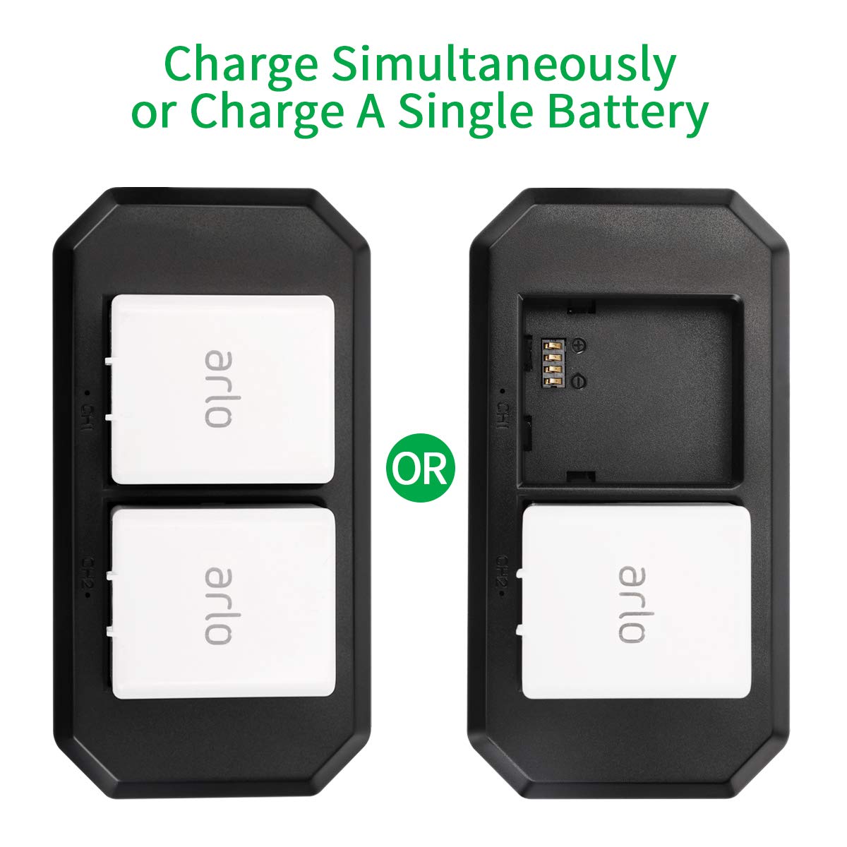 Keenstone 2 Slot Charger for Arlo Rechargable Batteries Compatible with Arlo Pro, Arlo Pro 2, Arlo Go and Arlo Security Light(The Pictured Batteries are not Included)