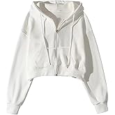 Yimoon Zip Up Hoodie Women Cropped Waffle Knit Sweatshirt Hooded Jackets