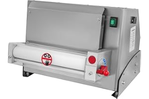 SHZICMY 450W Electric Pizza Dough Press Machine, Commercial Dough Sheeter with Adjustable Thickness 1-5.5mm, 260 Pcs/Hour Automatic Pizza Maker with Foot Pedal, for 3-12 Inch Crust, Silver