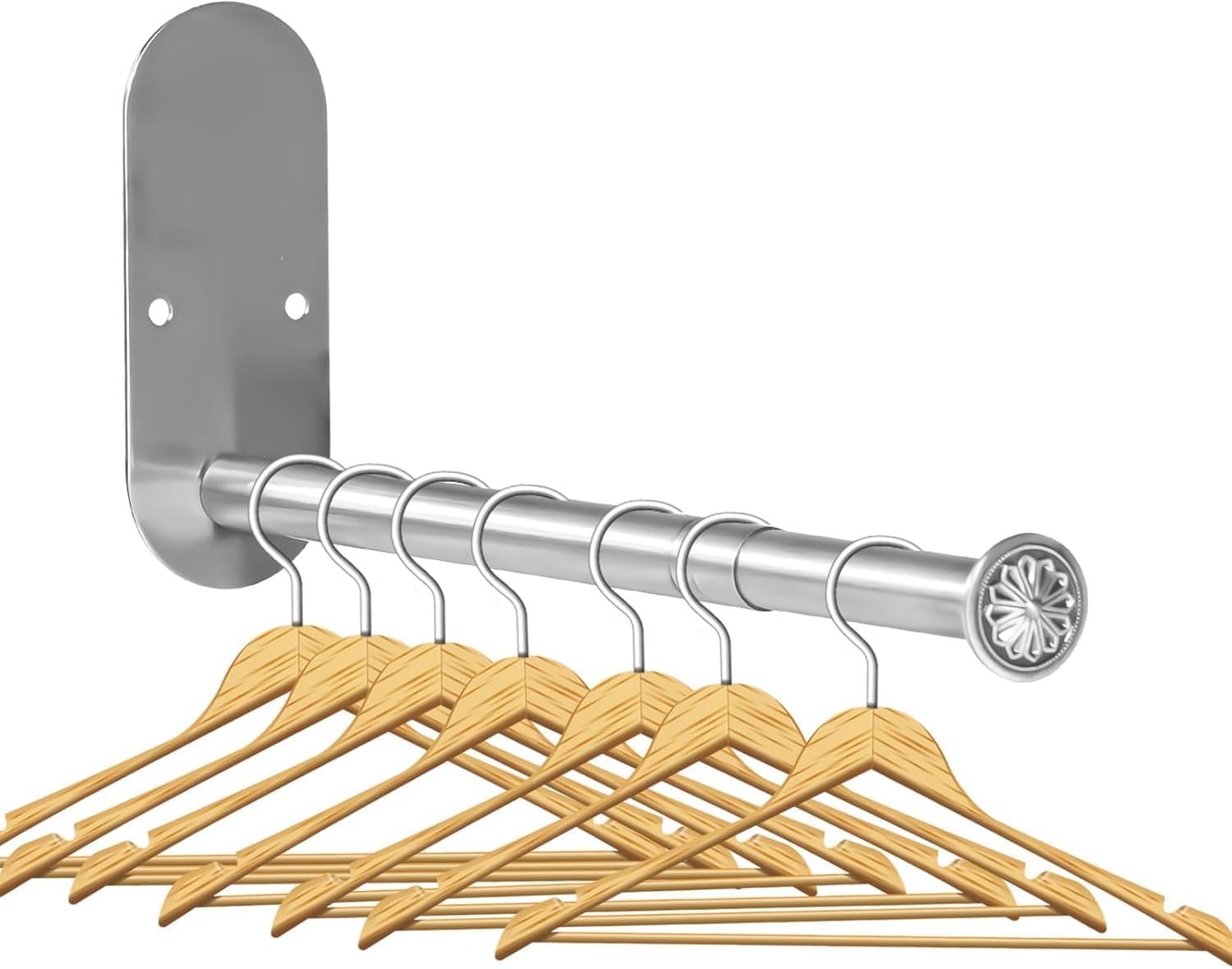 XINYUWIN 1PCS Stainless Steel Retractable Clothes Hanger Storage, Clothes Hanger Storage Organizer,Coat Rack Organizer Wall Mount Adhesive OR Drilling Installation silver(Length 13.7")