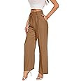 FUNYYZO Wide Leg Pants Women's High Elastic Waisted in The Back Business Work Trousers Long Straight Suit Pants