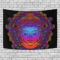 ONELUCA Solemn Buddha Head Paisley Ornament Bedroom Tapestry Exclusive Wall Hanging Multi Purpose Backdrop Hangings for Living Room, Doorway and Kitchen. 80x60 inch
