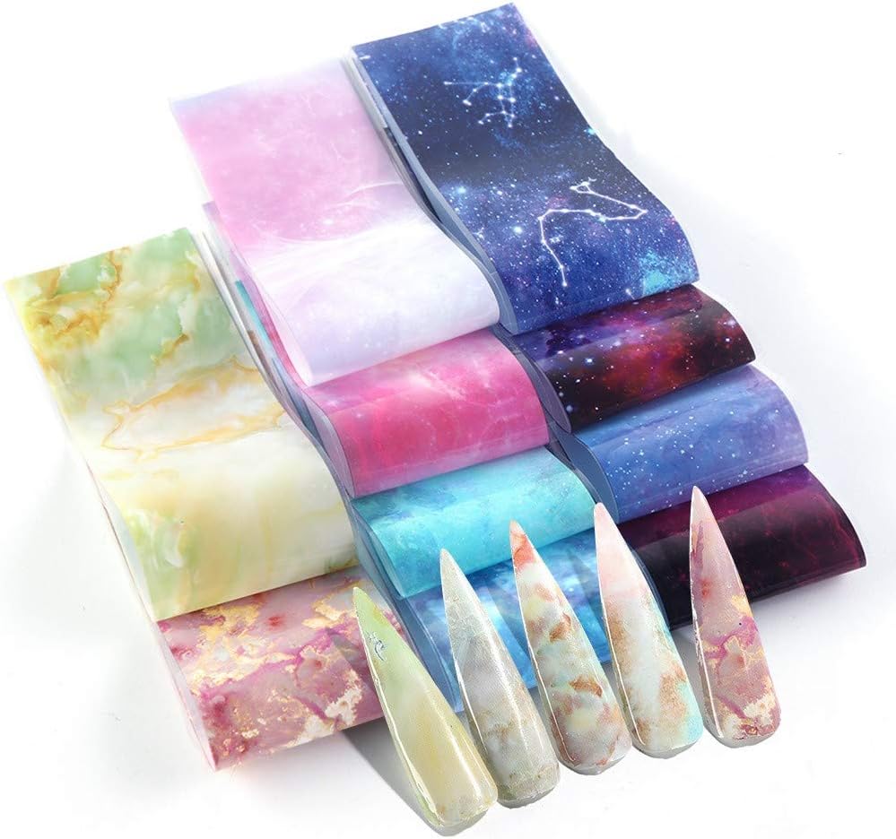 10 roll 20cm Constellation Star Sky Universe Galaxy Marble Series Nail Foil Sky Dream Catcher Transfer Sticker Nail Art (2)