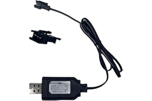 BAIWEIDUN 7.4V Lithium Battery Charger Cable with SM-4PIN Plug Compatible RC Car RC Plane RC Tank RC Boat and Other Remote Control Toys for Universal 7.4V Lipo Battery USB Charger with Battery Protection