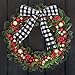 URATOT Christmas Gift Wrapping Plaid Burlap Ribbon Christmas Gingham Wired Ribbon for Christmas Tree Crafts Decoration, Floral Bows Craft