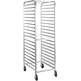 HALLY SINKS & TABLES H Bun Pan Rack 20 Tier with Wheels, Commercial Bakery Racking of Aluminum for Full & Half Sheet - Kitchen, Restaurant, Cafeteria, Pizzeria, Hotel and Home, 26" L x 20" W x 69" H