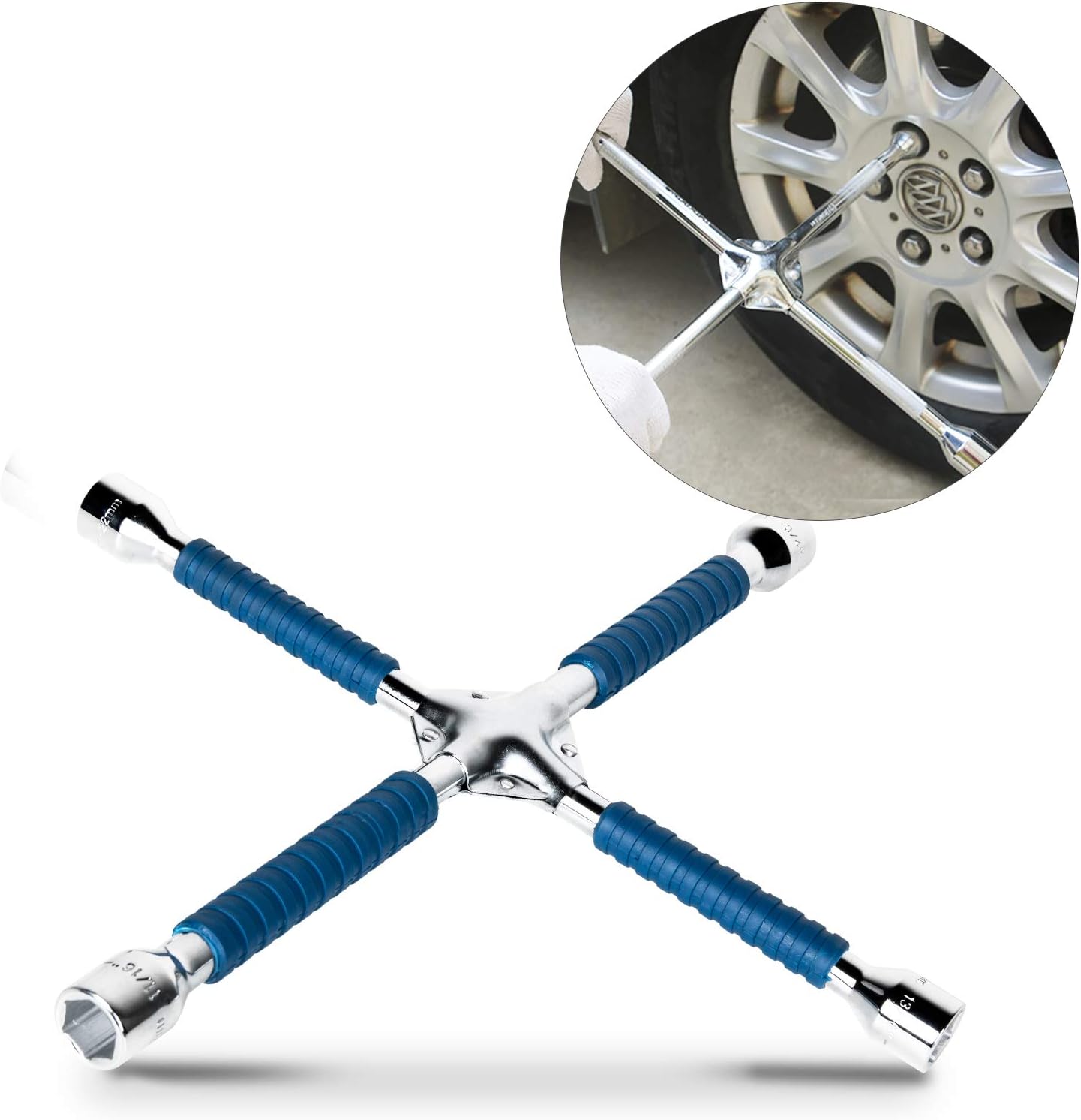 ETERNA Professional 16" Four Way Lug Wrench, Anti-Slip Design Cross Wrench, Heavy Duty Lug Nut Wrench, Carbon Steel Socket Spanner, Universal Car Tire Wheel Repair Tool: Automotive