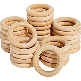 Wooden Rings for Crafts, Macrame, Crochet, Jewelry Making, Natural Unfinished 3 Inch Wood Rings (75mm, 30 Pack)