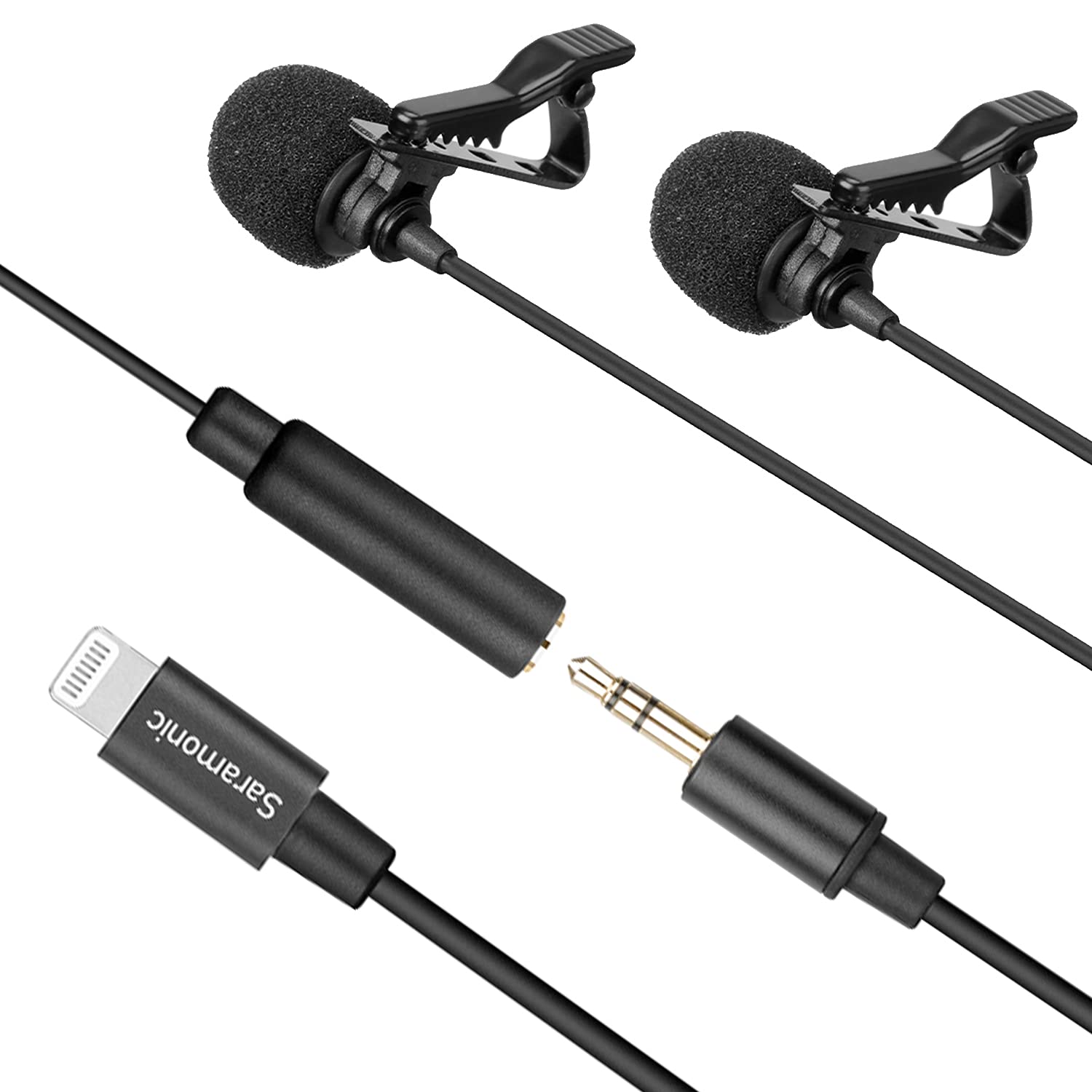 Saramonic Omnidirectional Lavalier Lapel Microphone 19.6ft with 3.5mm TRS to MFi Certified Lightning Adapter Cable for iPhone iPad iOS Recording Youtube, Interview, Video Conference, Podcast