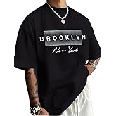 GORGLITTER Men's Oversized Graphic Drop Shoulder Tshirt Round Neck Short Sleeve Loose Casual Tee Top