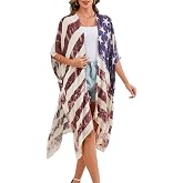 Women's American Flag Beachwear cover up Cardigan Loose Tops Shirt