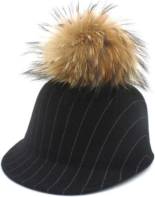 baseball hat with fur ball