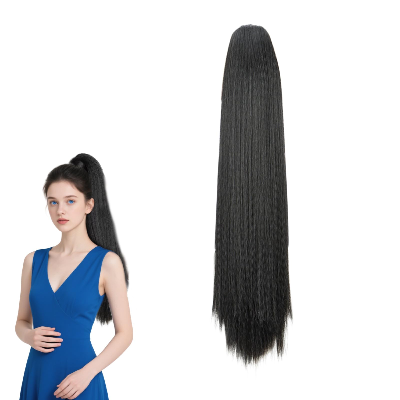 Ponytail Extension Clip in Hair Extension Drawstring Long Wavy Ponytail Extension for Women Synthetic Fluffy Hairpiece for Daily Use 2209