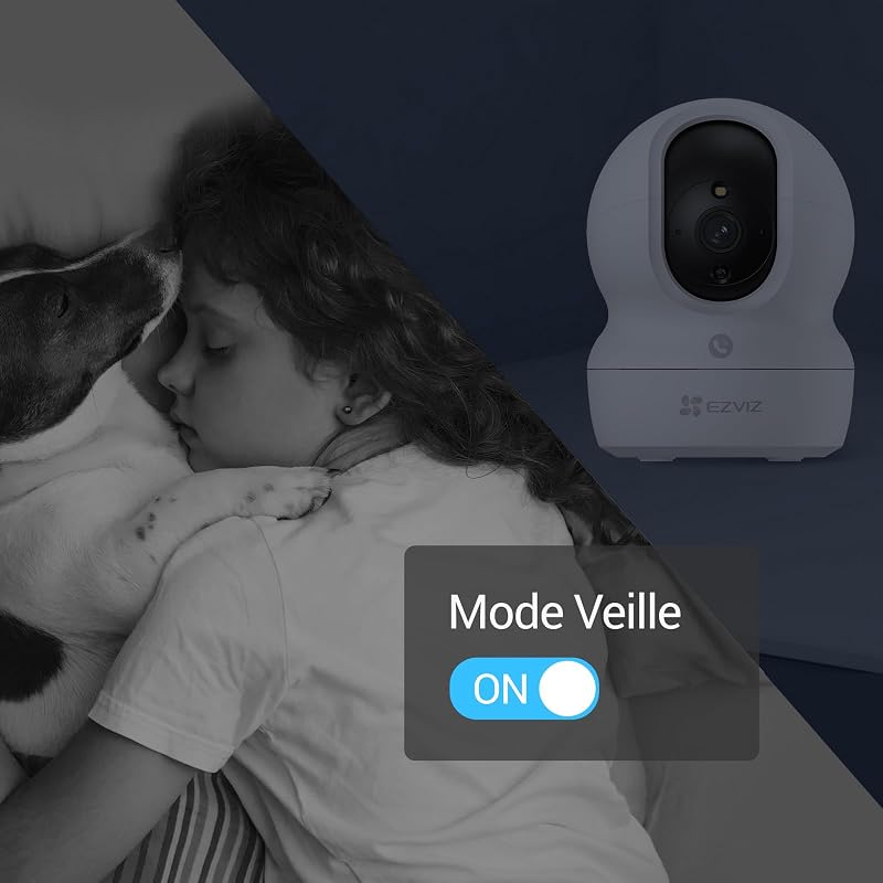 CP1 Pro 2K Caméra Surveillance WiFi Intérieure, Camera Bébé WiFi 2.4Ghz Pan/Tilt à 360 °, Vision Nocturne Intelligente, Suivi Auto, Audio Bidirectionnel, Mode Veille, Compatible avec Alexa