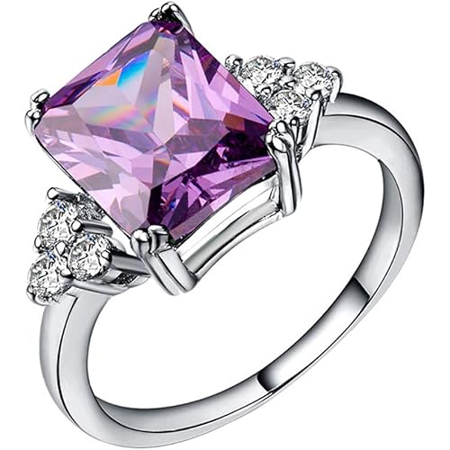 Gsdviyh36 Fashion Square Cut Cubic Zirconia Rhinestone Ring Bridal Engagement Jewelry Valentine’s Day Charming Jewelry Gift Clothing Accessories