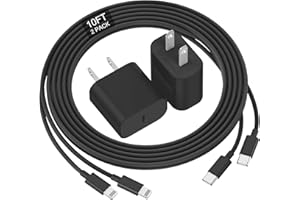 deloni iPhone Charger Fast Charging, [MFi Certified] 10 FT Long USB C to Lightning Cable with 20W USB C Rapid Charging Block, Fast Charger for iPhone 14 Pro/13Pro Max/12/11Pro/Mini/, 2 Pack - Black