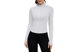 TCOT Women's Cropped Workout Jacket Athletic Zip Up Yoga Jackets Slim Fit Running Sport Jacket with Pockets