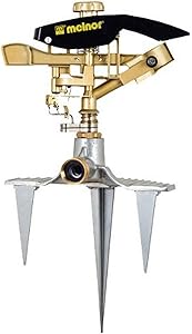 Melnor Impact Sprinker; Pulsating Action; Metal Head with 3-Pronged Step-Spike; Waters up to 106' Diamter