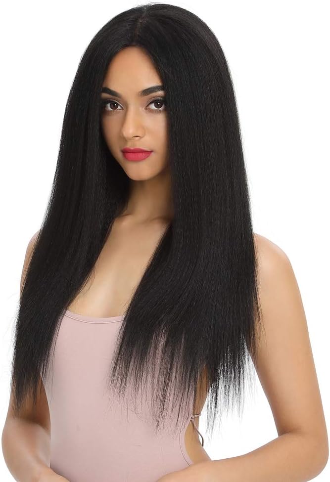 Style Icon Yaki Straight Lace Front Wig 24 Inches 13x4 Lace YAKI Straight Synthetic Hair Wig Free Part Wig For Women Heat Resistant Fiber - Image 4