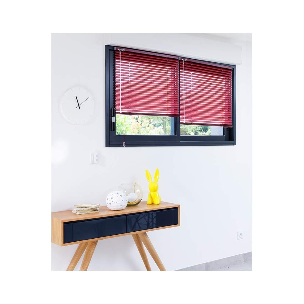 MADECOSTORE Venetian Blind Aluminium Raspberry – L 100 x H 175 cm – Self-Locking Mechanism – Slats 25 mm