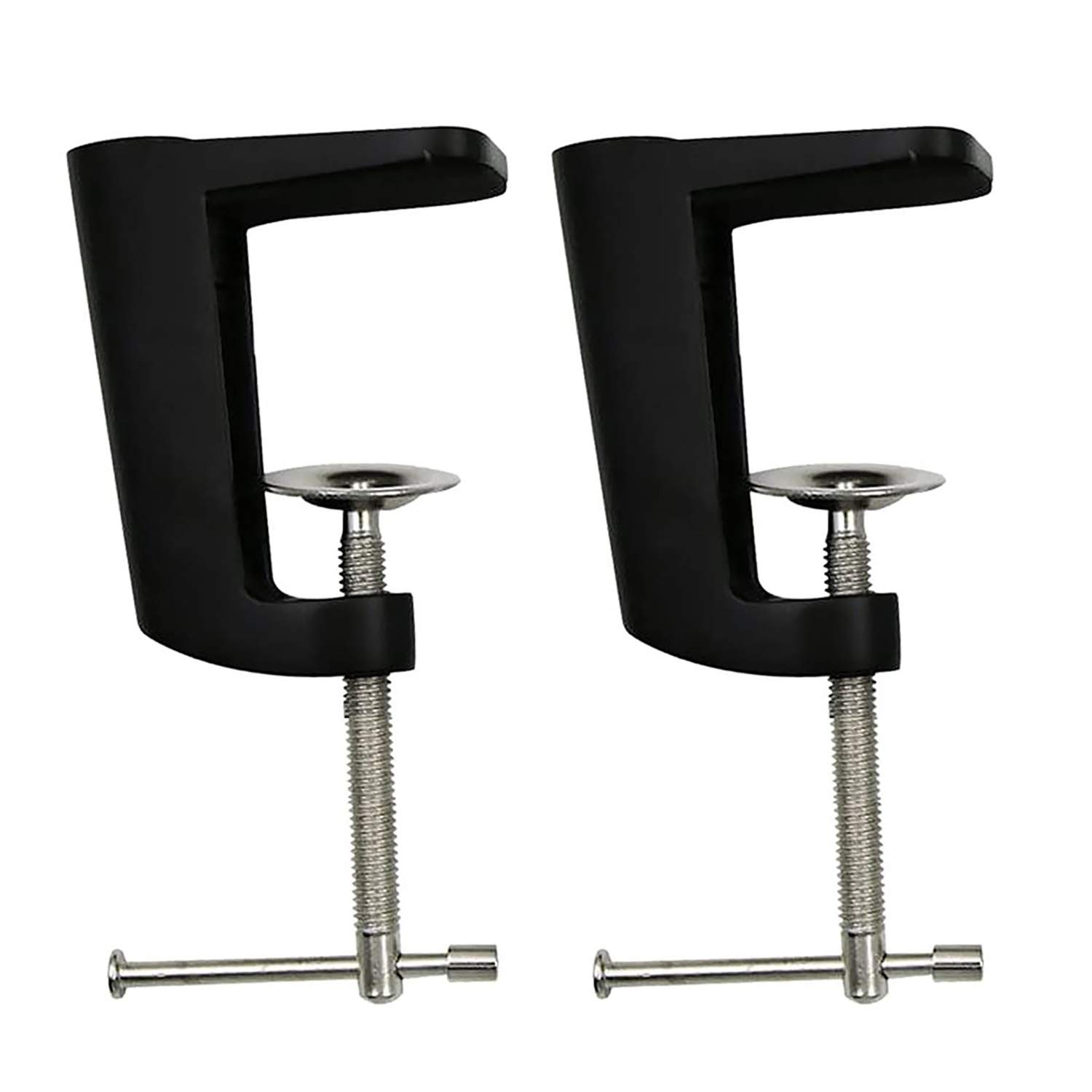 POFET 2pcs Adjustable 0-56mm/0-59mm Arm Desk Clamp Table Lamp Clip Holder Metal Stand- 2 Colors Can Choose - Black, 90mm