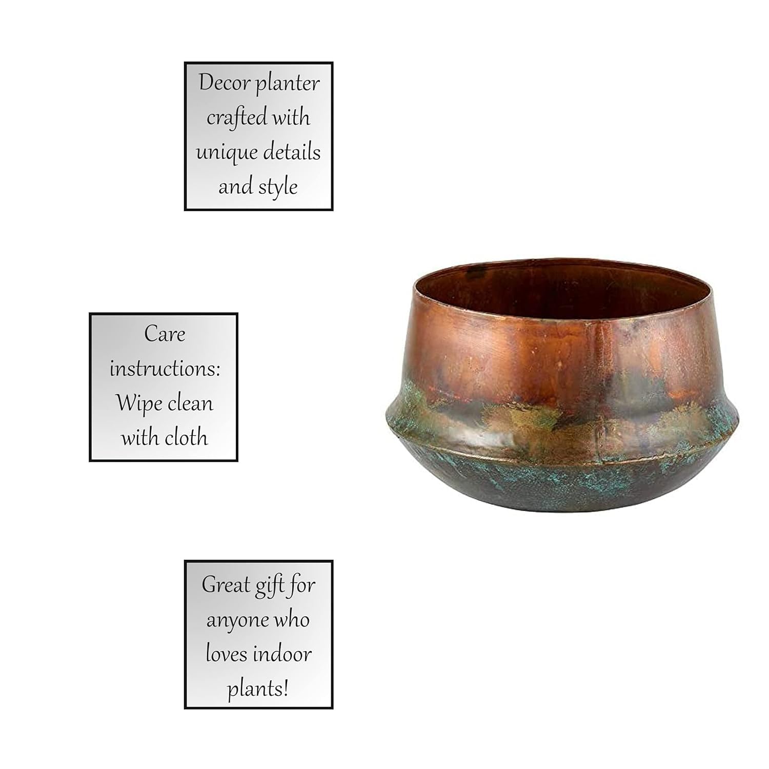 Photo 1 of Creative Brands 47th & Main Rustic Finished Planter/Pot, 7" Diameter, Copper/Blue
