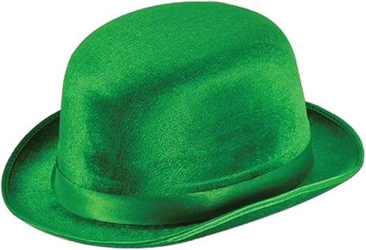 green felt derby hat