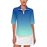 Misyula Womens Golf Shirt Quick Dry Half Sleeve Quarter Zip Polo Workout Tops Tennis Shirts M-3XL