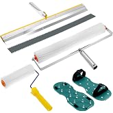 QWORK Self-Leveling Cement Tool Kit, 9" &amp; 20" Spike Rollers with Scraper and Spiked Shoes for Cement, Mortar &amp; Floor Leveling