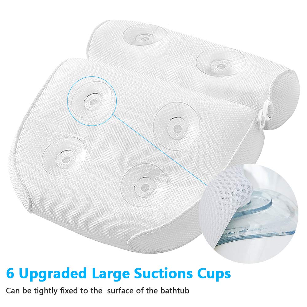 Bath Pillow, RUEOO Spa Pillow for Women &Men with 4D Air Mesh and Non-Slip Suction Cups, for Neck, Head & Shoulders Support Bathroom Pillow, Soft and Quick Drying : Beauty