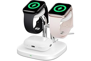 Dual Watch Charger with Fast Charging for Apple Watch, SwanScout 704A, 3-in-1 Wireless Charging Station Stand for Apple Watch