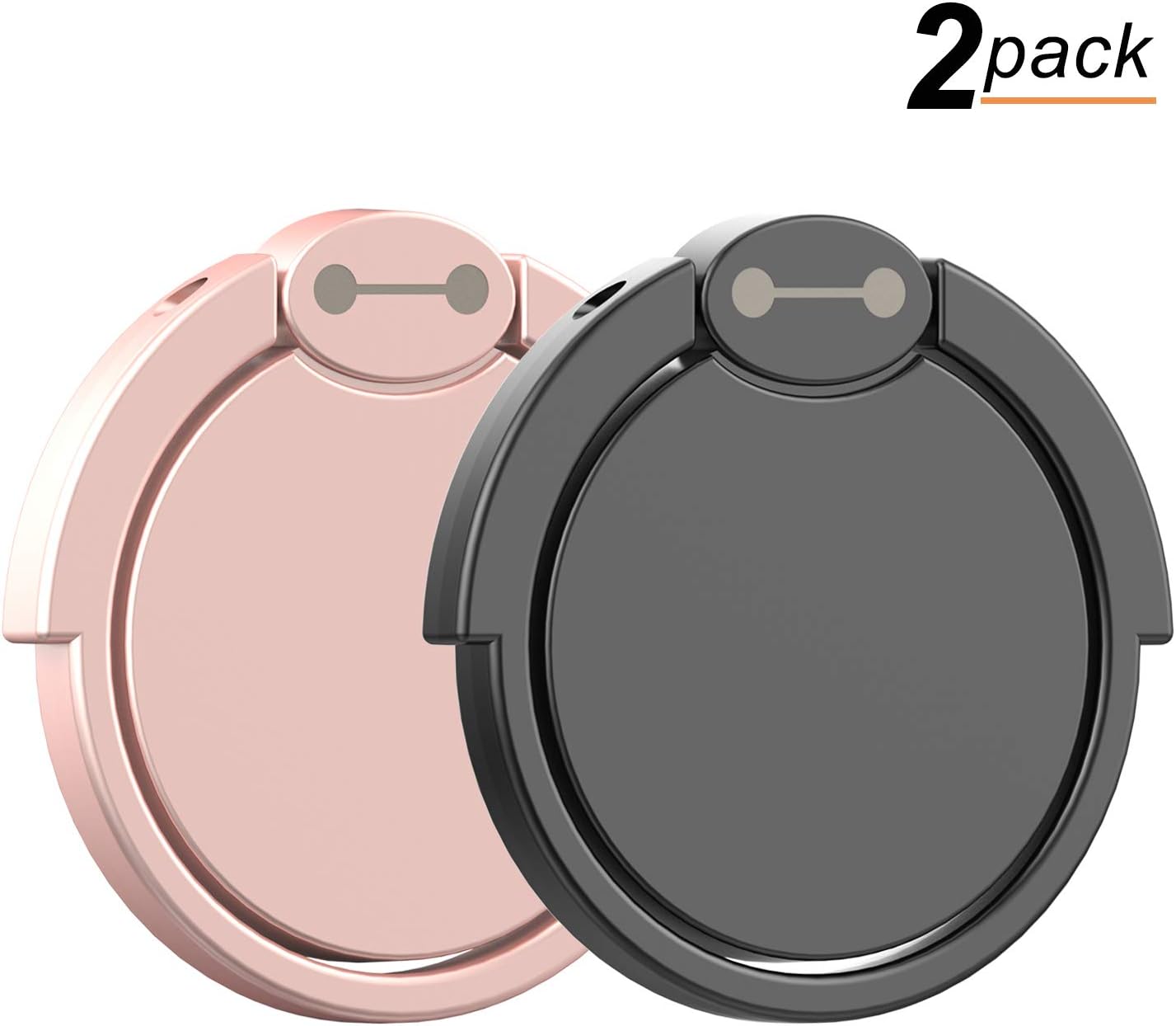 ANARONA Phone Ring Holder 360° Rotation Finger Grip Ring Holder - Universal Metal Finger Holder Mount Compatible with iPhone X/8/7 Plus/6/6s, Galaxy S8/S7 Edge and More (Pack of 2, Black + Rose Gold)