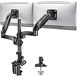 HUANUO Dual Monitor Stand - Height Adjustable Gas Spring Double Arm Monitor Mount Desk Stand Fit Two 17 to 32 inch Screens wi