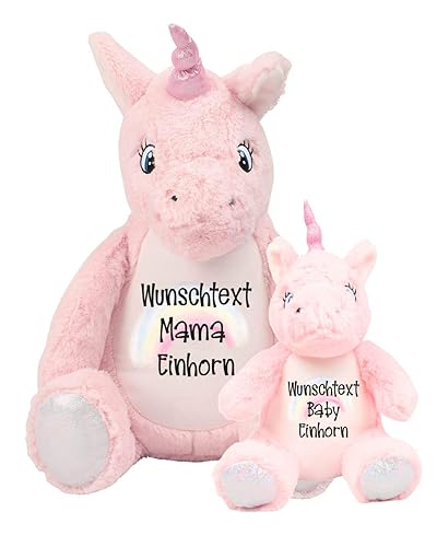 Einhorn Kuscheltier Mutter Baby Kind Geschenk Set Personalisiert Amazon De Handmade