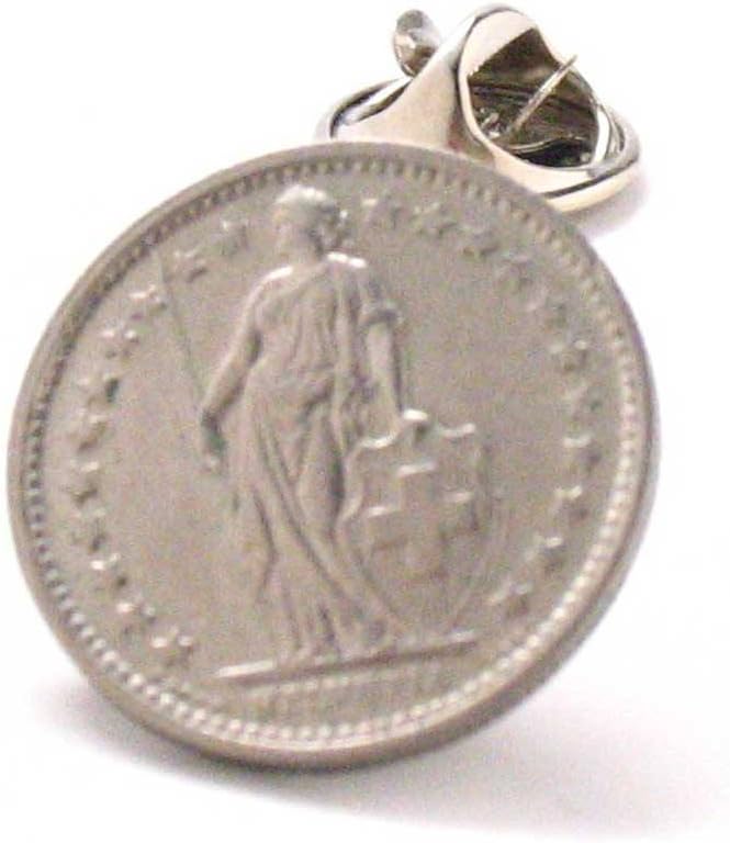 Switzerland Coin Tie Tack Lapel Pin Zürich Geneva Swiss Suisse Bijoux épinglette Schweiz Schmuck Reversstift Alps Ski