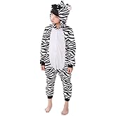 Kids Zebra Costume Cosplay Halloween Animal Onesie for Boys Girls Child Zebra