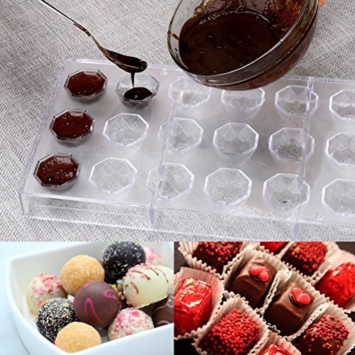 PC Polycarbonate Chocolate Mold - 21 Cavities Diamond Shaped, Candy Making Molds, DIY Mould Cookie Tray, Clear Polycarbonate Mold for Mousse, Jelly, Candy, Chocolate