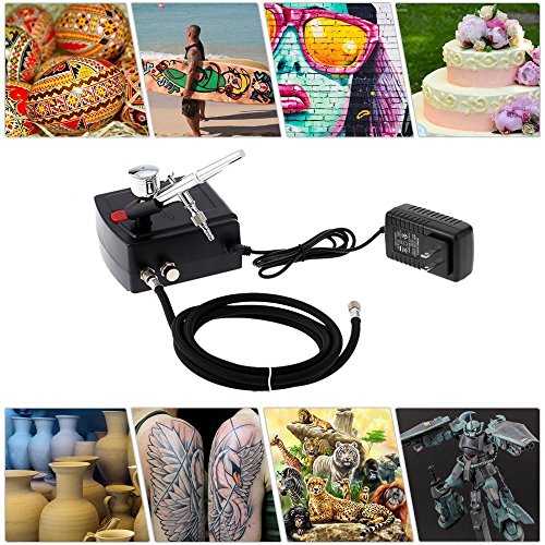 Gocheer 100-250V Dual Action Airbrush Portable Airbrush Gun with Mini Compressor Kit for Make up Art Painting Tattoo Manicure Craft Cake Spray Model Air Brush Nail Tool with Airbrush Set - Thumbnail 2