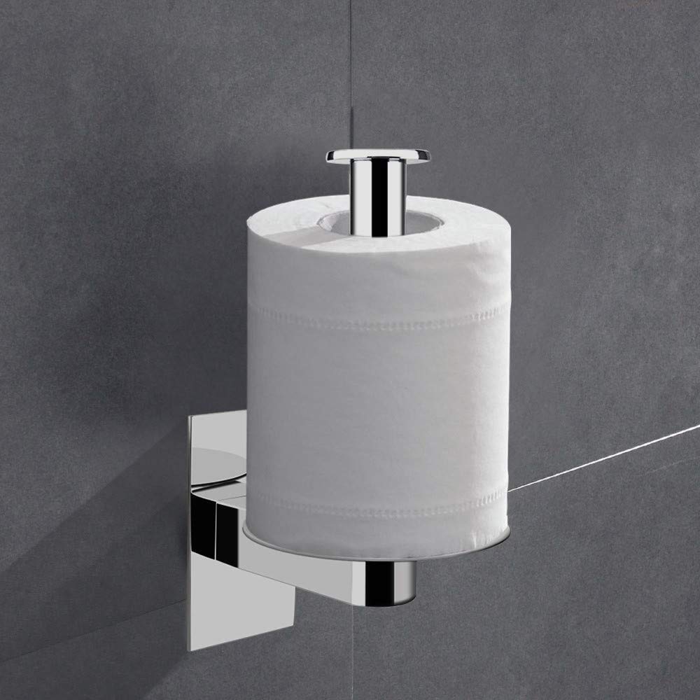 Celbon SUS 304 Stainless Steel Vertical Toilet Roll Holder Bathroom Self AdhesiveToilet Roll Holder with Chrome finish,Easy Installtion