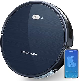 Staubsauger Roboter,Tesvor WLAN Saugroboter mit Raumkarte in Echtzeit Starkleistung Roboterstaubsauger Tierhaare und Allergene Optimiert für Teppich &amp; Glattböden Kompatibel mit Alexa und APP-Steuerung
