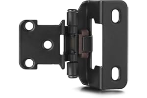 Vallecloud 4 Pack (2 Pair) Matte Black Cabinet Hinges for Kitchen Cabinet Door, Partial Wrap Self Closing 1/2" Overlay Kitchen Cabinet Hinges, Semi Hidden Cabinet Hinge for Cabinet Doors
