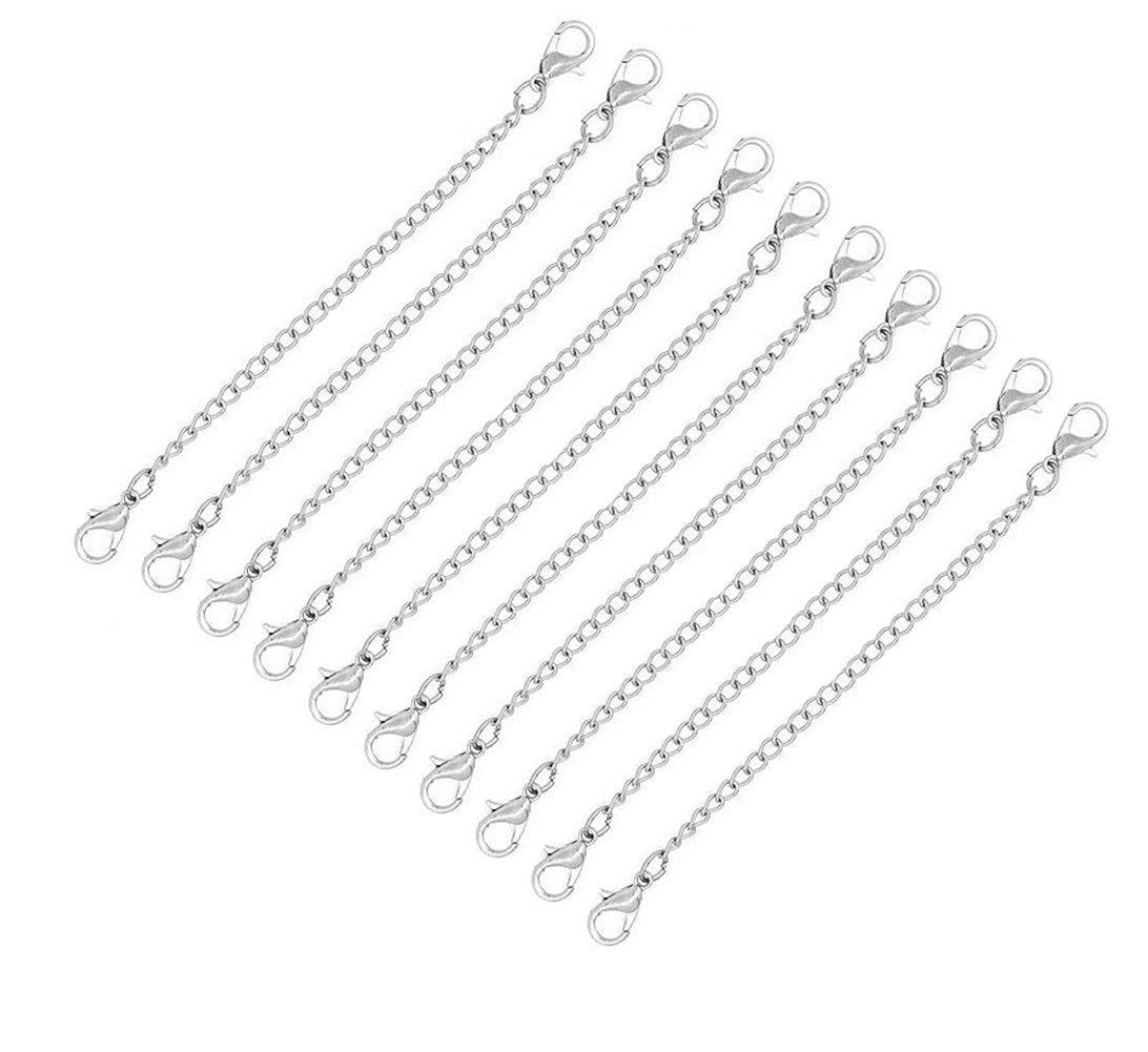 10 Pieces Necklace Extenders Chain Necklace with Adjustable Lobster Clasp for Necklace Bracelet DIY Jewelry Making Findings